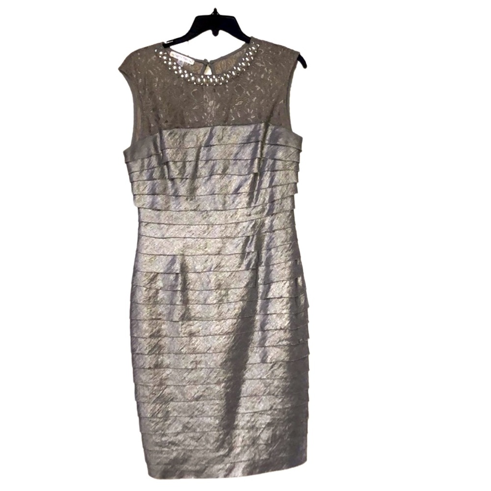Silver lace wedding guess dress
